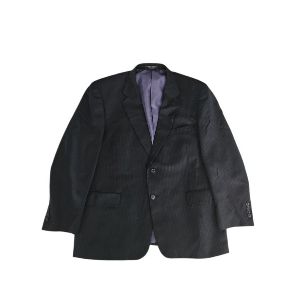 100% Wool Blazer Men's 46R Navy Pinstripe Saddlebred Classic Business Jacket